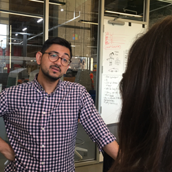 REDLab member discussing project